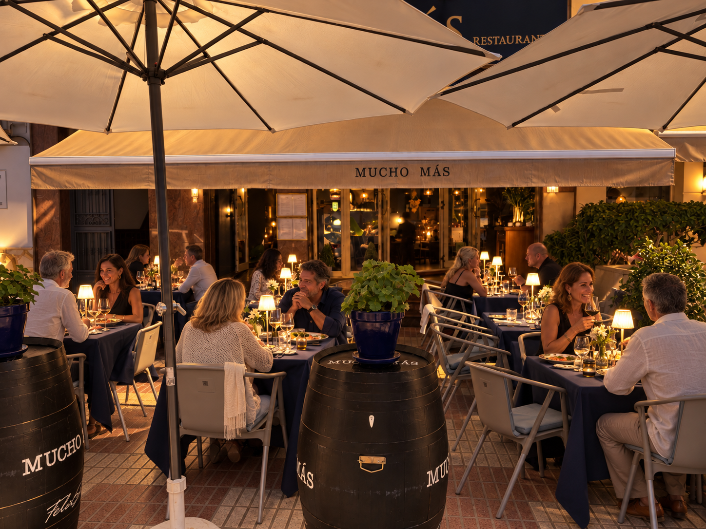 Mucho Más terrace set for evening service